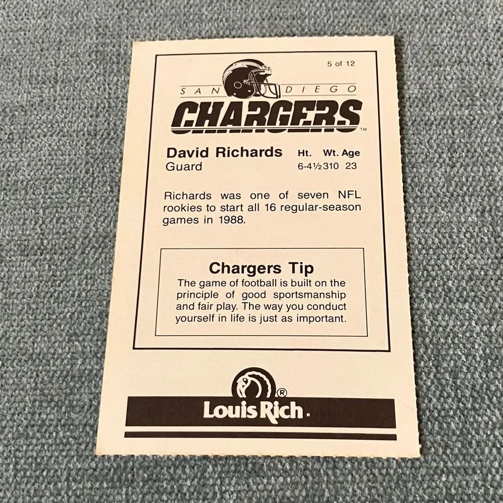 Chargers NFL Football Trading Card Football Card